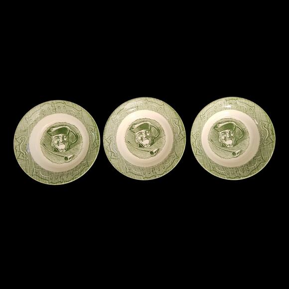 Royal Ironstone Old Curiosity Shop Green Fruit Dessert Bowls 5.5" Set of 3 - Picture 4 of 5